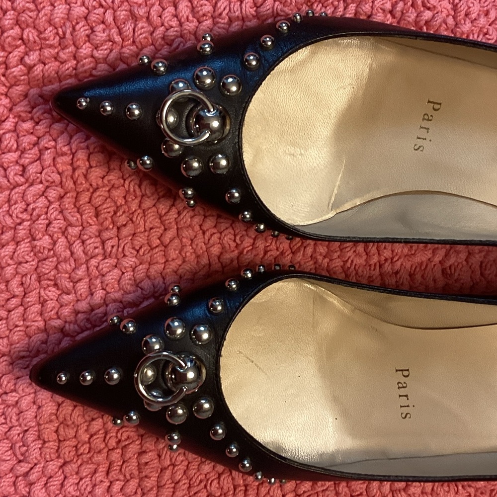 Christian Louboutin Black Heels with Silver Accents - Picture 5 of 7